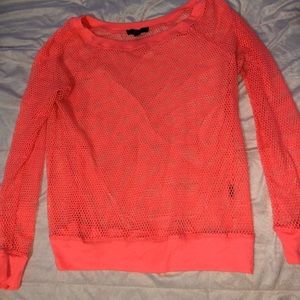 neon pink fishnet top sz XL